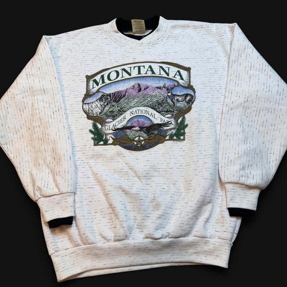 Vintage Montana glacier national park double collar sweatshirt size large